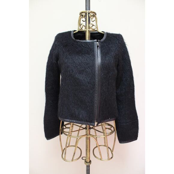 Smythe Black Mohair Fur Asymmetrical Blazer Jacket Size 6 - Picture 1 of 6